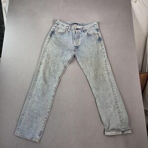 Levis 501 Jeans Mens Light Wash Blue Selvedge Straight Leg Denim Fits 30x32